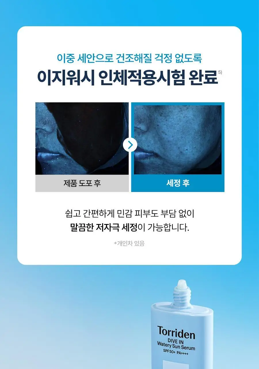 [수분촉촉/화잘먹] 토리든 다이브인 워터리 핏 선세럼 50ml 증량 기획 (+20ml) 상세페이지 34
